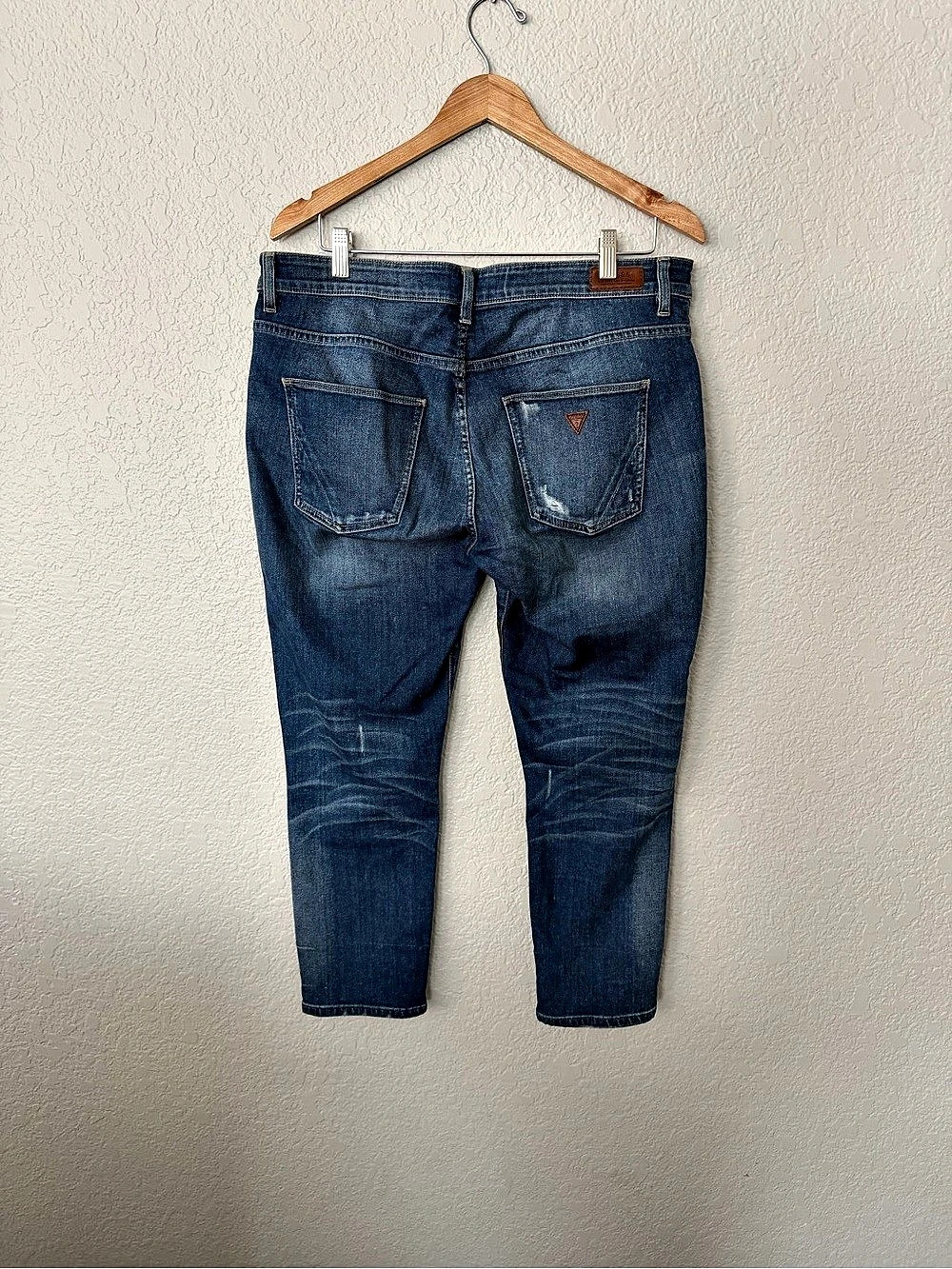 GUESS Boyfriend Distressed Denim Olive Jeans Sz 31 & Matching Moto Jacket Size L - Picture 5 of 10